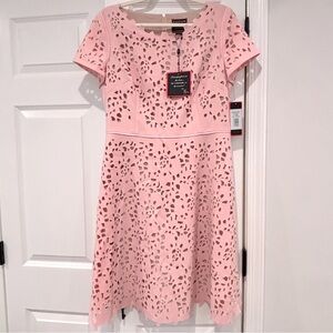 NWT FOCUS by SHANI Blush Pink Laser Cut Fit & Flare Dress